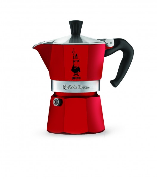 Moka Express Aluminium-Espressokocher rot